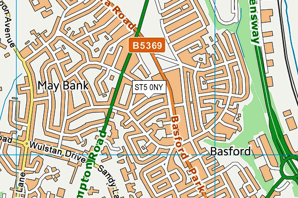 ST5 0NY map - OS VectorMap District (Ordnance Survey)