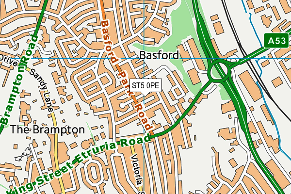 ST5 0PE map - OS VectorMap District (Ordnance Survey)