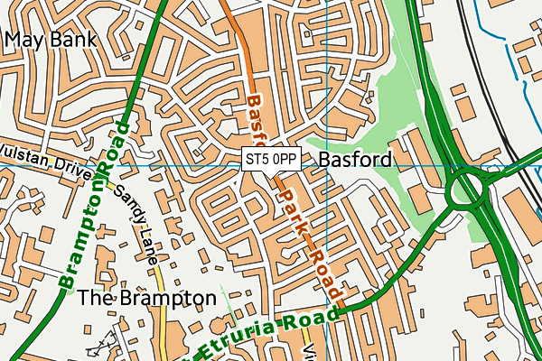 ST5 0PP map - OS VectorMap District (Ordnance Survey)