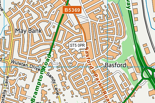 ST5 0PR map - OS VectorMap District (Ordnance Survey)