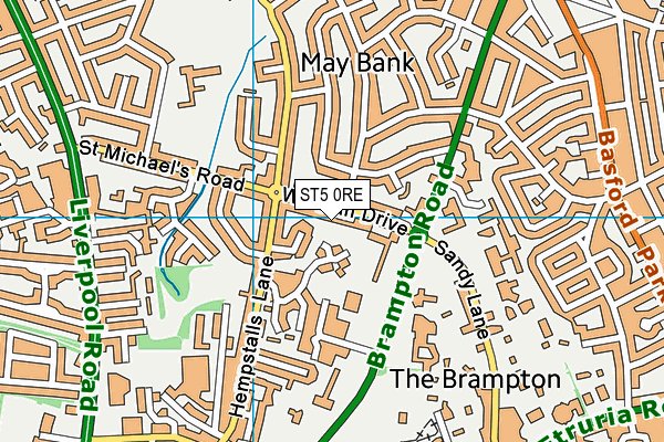 ST5 0RE map - OS VectorMap District (Ordnance Survey)