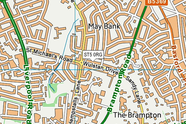 ST5 0RG map - OS VectorMap District (Ordnance Survey)