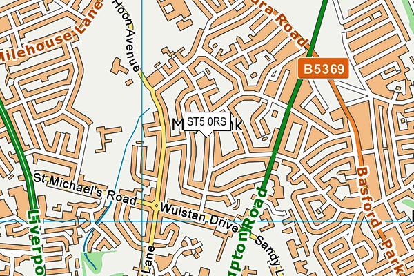ST5 0RS map - OS VectorMap District (Ordnance Survey)
