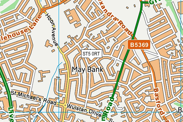 ST5 0RT map - OS VectorMap District (Ordnance Survey)