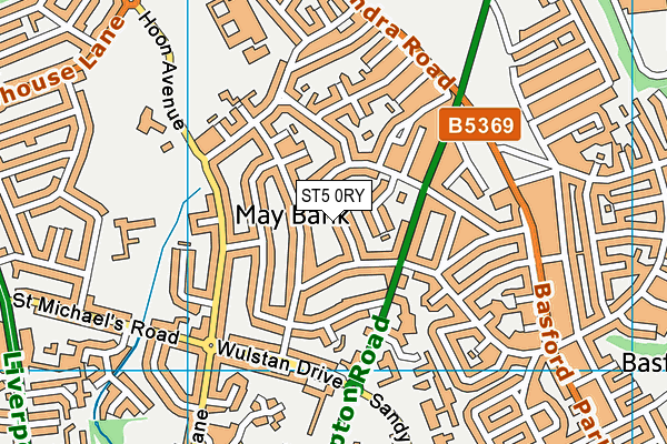 ST5 0RY map - OS VectorMap District (Ordnance Survey)