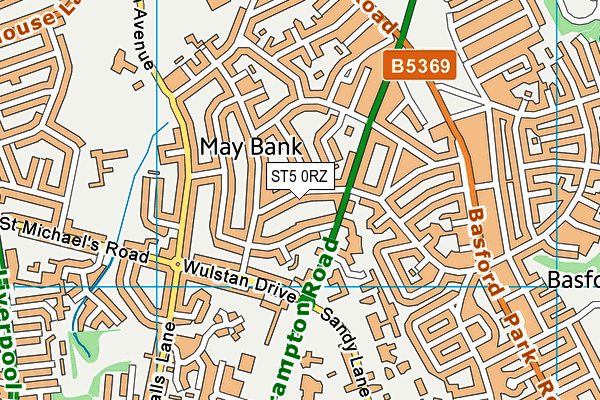 ST5 0RZ map - OS VectorMap District (Ordnance Survey)