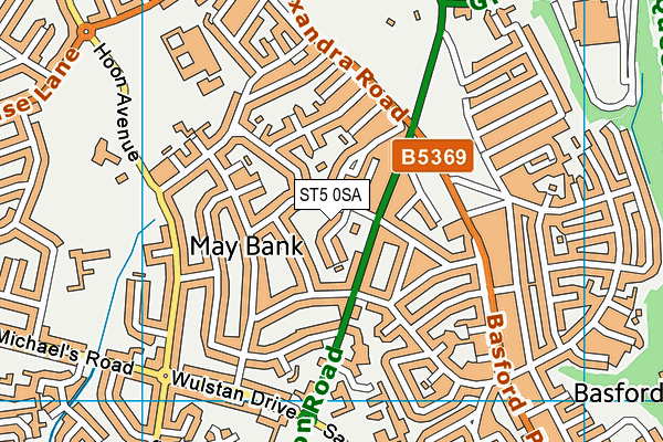 ST5 0SA map - OS VectorMap District (Ordnance Survey)