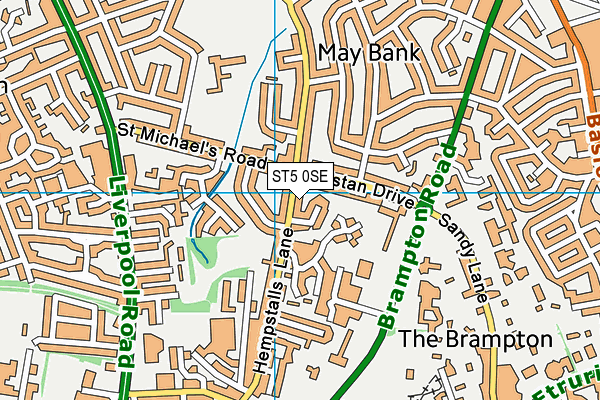 ST5 0SE map - OS VectorMap District (Ordnance Survey)