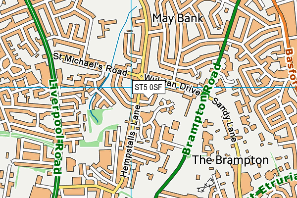 ST5 0SF map - OS VectorMap District (Ordnance Survey)