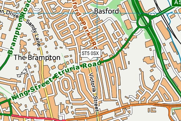 ST5 0SX map - OS VectorMap District (Ordnance Survey)