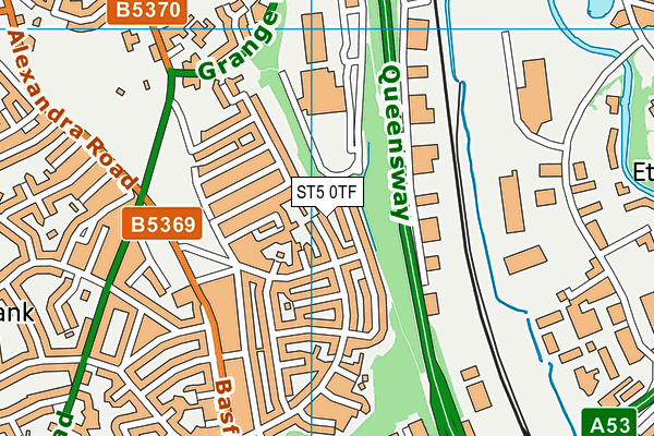 ST5 0TF map - OS VectorMap District (Ordnance Survey)