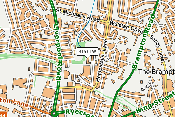 ST5 0TW map - OS VectorMap District (Ordnance Survey)