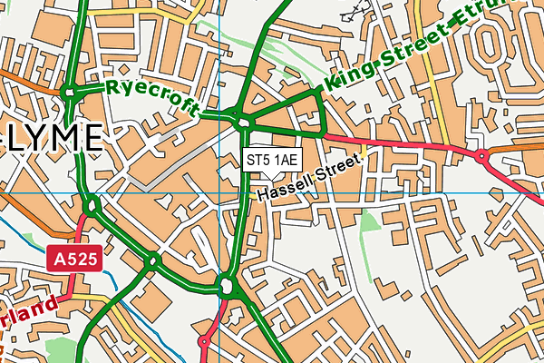 ST5 1AE map - OS VectorMap District (Ordnance Survey)