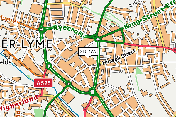 ST5 1AN map - OS VectorMap District (Ordnance Survey)