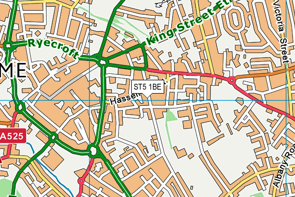 ST5 1BE map - OS VectorMap District (Ordnance Survey)