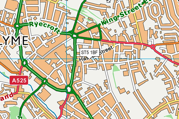 ST5 1BF map - OS VectorMap District (Ordnance Survey)