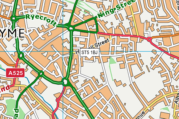 ST5 1BJ map - OS VectorMap District (Ordnance Survey)