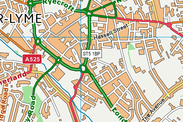 ST5 1BP map - OS VectorMap District (Ordnance Survey)