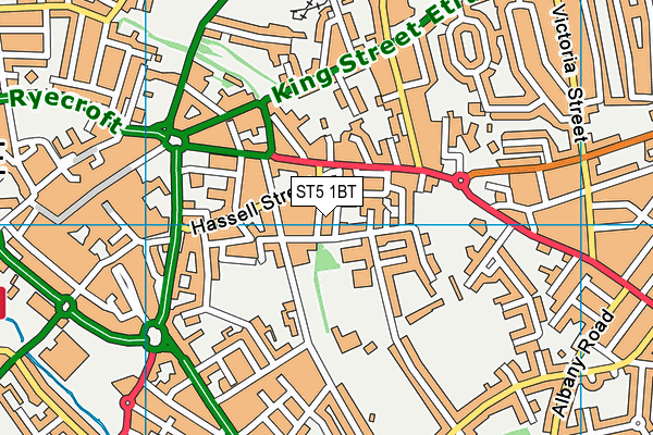 ST5 1BT map - OS VectorMap District (Ordnance Survey)