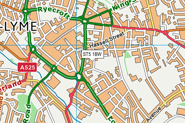 ST5 1BW map - OS VectorMap District (Ordnance Survey)