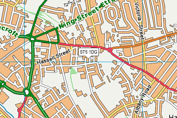 ST5 1DG map - OS VectorMap District (Ordnance Survey)