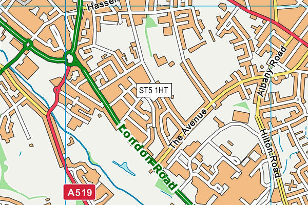 ST5 1HT map - OS VectorMap District (Ordnance Survey)