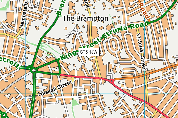 ST5 1JW map - OS VectorMap District (Ordnance Survey)