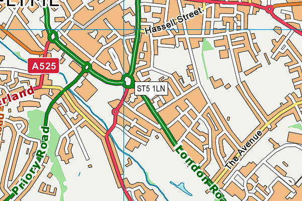ST5 1LN map - OS VectorMap District (Ordnance Survey)