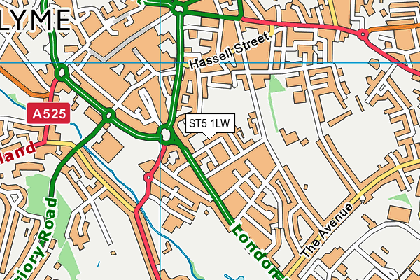 ST5 1LW map - OS VectorMap District (Ordnance Survey)