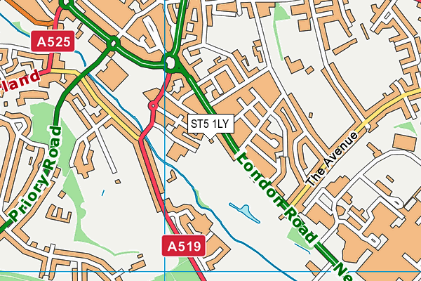 ST5 1LY map - OS VectorMap District (Ordnance Survey)