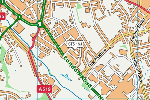 ST5 1NJ map - OS VectorMap District (Ordnance Survey)