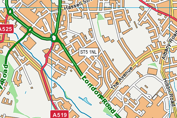 ST5 1NL map - OS VectorMap District (Ordnance Survey)