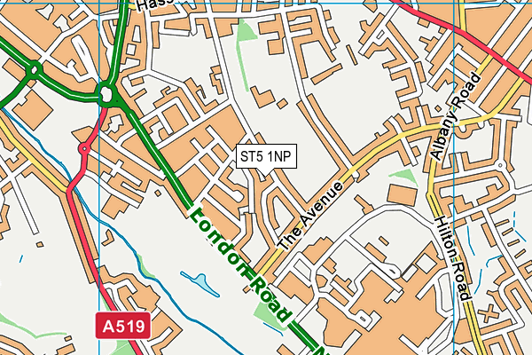 ST5 1NP map - OS VectorMap District (Ordnance Survey)