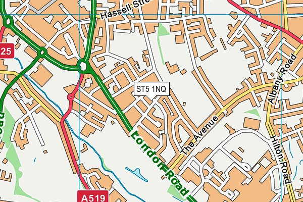 ST5 1NQ map - OS VectorMap District (Ordnance Survey)