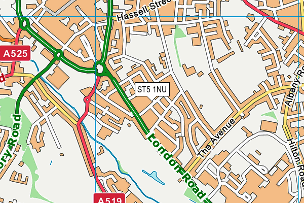 ST5 1NU map - OS VectorMap District (Ordnance Survey)
