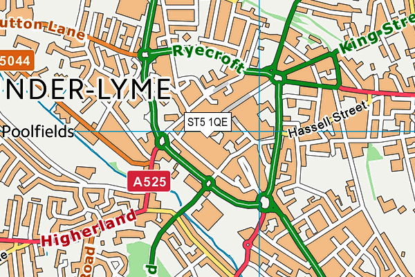 ST5 1QE map - OS VectorMap District (Ordnance Survey)