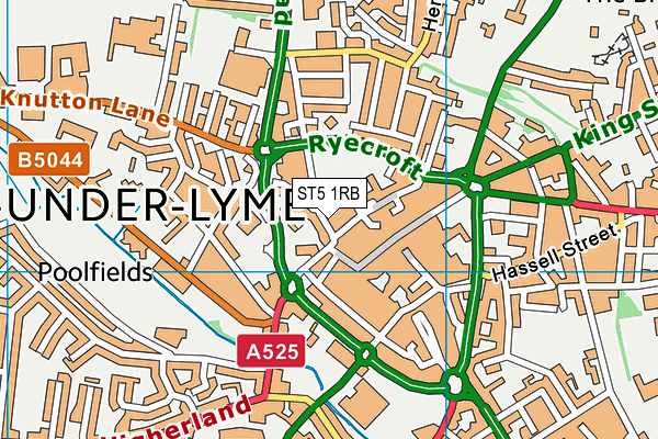 ST5 1RB map - OS VectorMap District (Ordnance Survey)