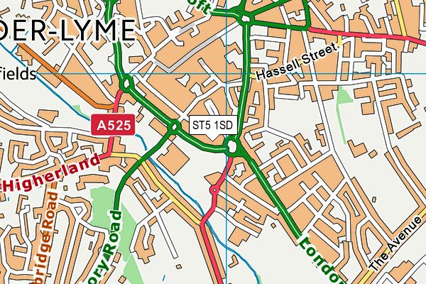 ST5 1SD map - OS VectorMap District (Ordnance Survey)