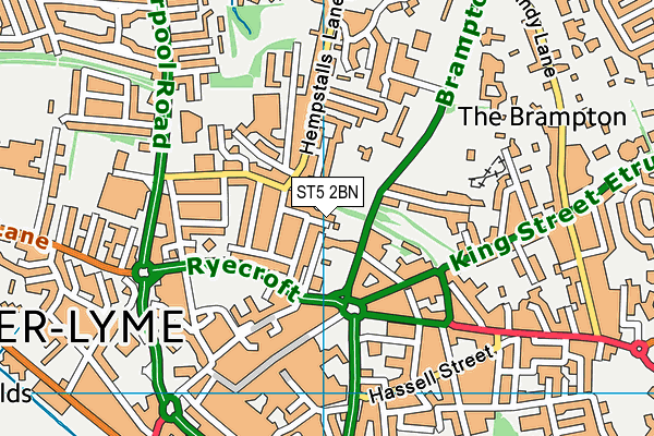ST5 2BN map - OS VectorMap District (Ordnance Survey)