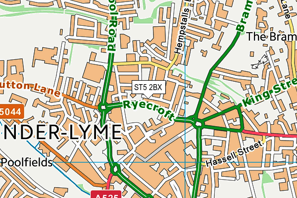 ST5 2BX map - OS VectorMap District (Ordnance Survey)