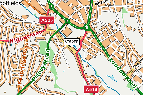 ST5 2EF map - OS VectorMap District (Ordnance Survey)