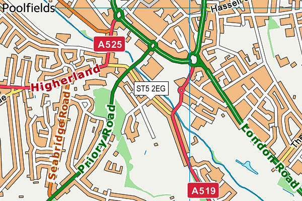 ST5 2EG map - OS VectorMap District (Ordnance Survey)