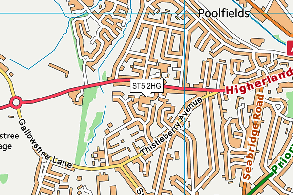 ST5 2HG map - OS VectorMap District (Ordnance Survey)