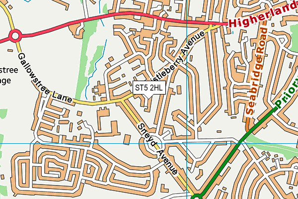 ST5 2HL map - OS VectorMap District (Ordnance Survey)