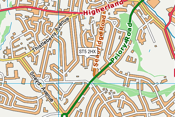ST5 2HX map - OS VectorMap District (Ordnance Survey)