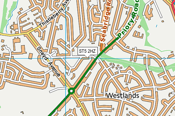 Westlands Sports Ground map (ST5 2HZ) - OS VectorMap District (Ordnance Survey)