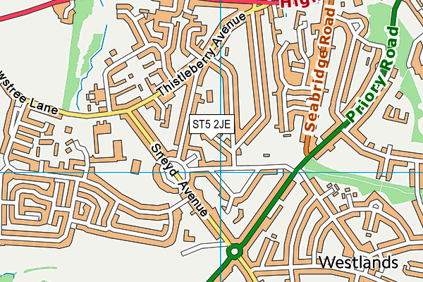 ST5 2JE map - OS VectorMap District (Ordnance Survey)