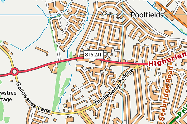 ST5 2JT map - OS VectorMap District (Ordnance Survey)