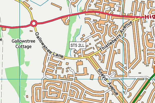 ST5 2LL map - OS VectorMap District (Ordnance Survey)