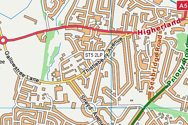 ST5 2LP map - OS VectorMap District (Ordnance Survey)